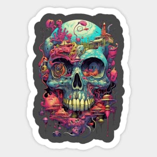 Skull psychedelic overload Sticker